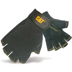 Caterpillar 12202 Reversed Half Finger Pigskin Gloves - Black