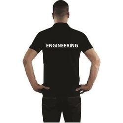 Uneek Premium Polo shirt with South Devon College Engineering heat press to rear